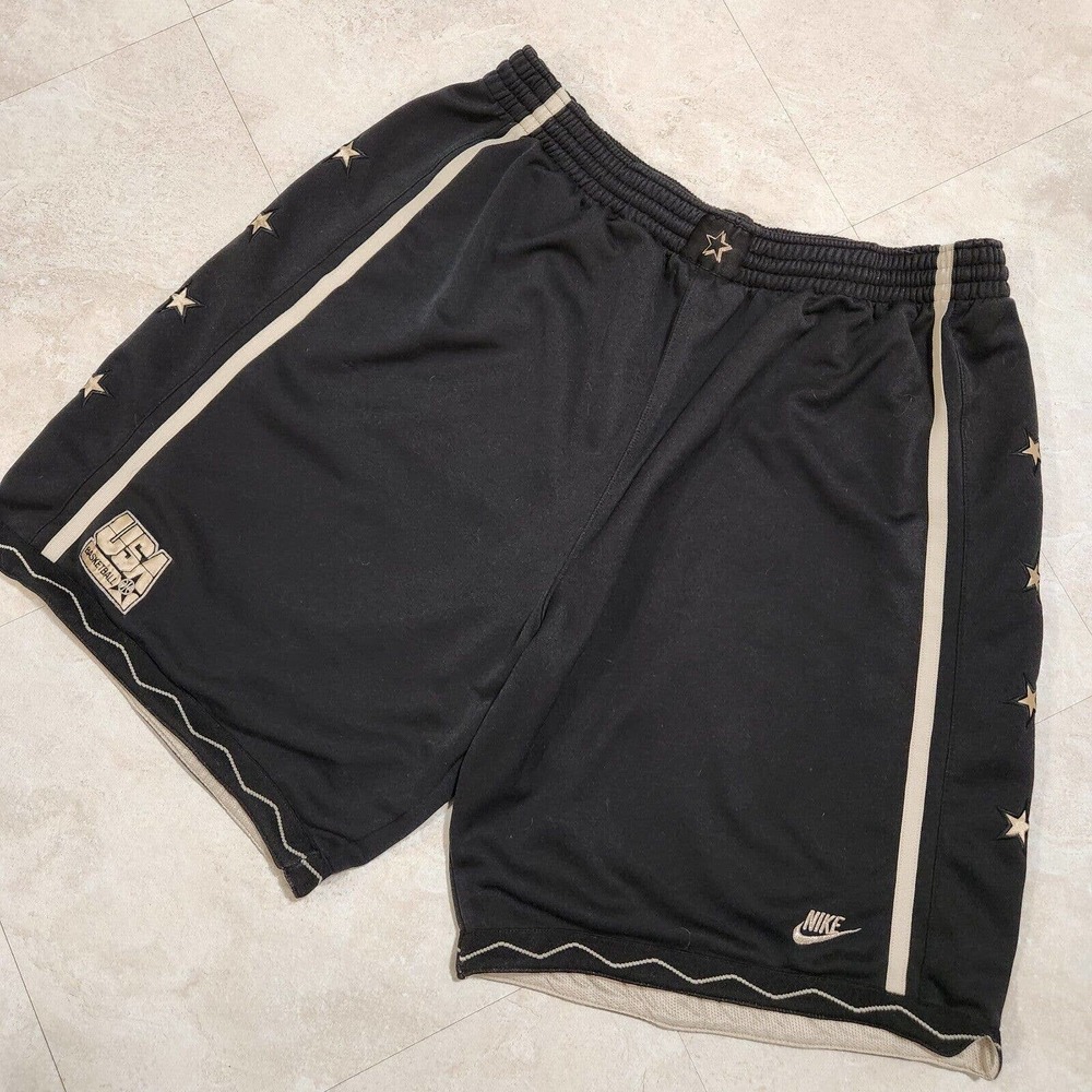 VTG‎ 90s NIKE USA Basketball Dream Team National Black Gold Mens 2XL Shorts